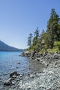 Beautiful panorama with view over the lake. Hiking adventure in Royalty Free Stock Photo