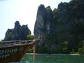 A beautiful panorama view with rocks, crystal clear water and white sandy beach in Thailand. Royalty Free Stock Photo