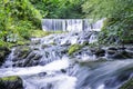 Beautiful panorama view of water fall landscape at green forest in the summer, Ghyll Force, Ambleside, Lake District National Park