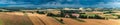 A beautiful panorama of the West Roztocze. Undulating hills, fields and forests. A farm among the fields. Roztocze is known as Royalty Free Stock Photo