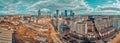 Beautiful panoramic aerial drone skyline view of the Warsaw City Centre with skyscrapers, Poland, EU Royalty Free Stock Photo