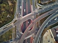 Beautiful panoramic aerial drone view to the Aleje Jerozolimskie street viaduct located in Warsaw, Poland Royalty Free Stock Photo