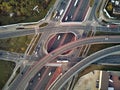 Beautiful panoramic aerial drone view to the Aleje Jerozolimskie street viaduct located in Warsaw, Poland Royalty Free Stock Photo