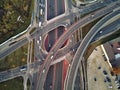 Beautiful panoramic aerial drone view to the Aleje Jerozolimskie street viaduct located in Warsaw, Poland Royalty Free Stock Photo
