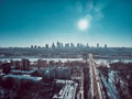 Beautiful panoramic aerial drone view of the Warsaw City Centre, Poland, EU Royalty Free Stock Photo