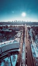 Beautiful panoramic aerial drone view of the Warsaw City Centre, Poland, EU Royalty Free Stock Photo