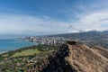 Beautiful panoramic aerial Honolulu and Waikiki beach vista, Oahu Royalty Free Stock Photo