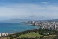 Beautiful panoramic aerial Honolulu and Waikiki beach vista, Oahu Royalty Free Stock Photo