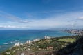 Beautiful panoramic aerial Honolulu and Waikiki beach vista, Oahu