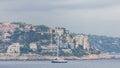 Beautiful panoramic aerial view city of Nice timelapse, France. Mediterranean sea, bay of Angels Royalty Free Stock Photo