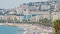 Beautiful panoramic aerial view city of Nice timelapse, France. Mediterranean sea, bay of Angels Royalty Free Stock Photo