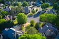 Aerial view of an upscale sub division in suburbs of USA Royalty Free Stock Photo