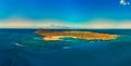 Beautiful panoramic aerial view of the island of Lobos near Corralejo in Fuerteventura Royalty Free Stock Photo