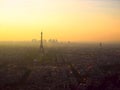 Beautiful panoramic aerial view of Paris and Eiffel tower at sunset. Montparnasse Tower, Paris, France Royalty Free Stock Photo