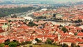 Beautiful panoramic aerial view of the Prague city from above wi Royalty Free Stock Photo