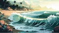 Beautiful Panoramic Beach with Amazing Waves