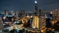 Beautiful panoramic city skyline in night.,cityscape view from high above.,The Lights of a Night City., Bangkok city skyline view Royalty Free Stock Photo