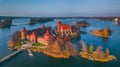 Beautiful drone landscape image of Trakai castle Royalty Free Stock Photo