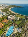 A beautiful panoramic drone top view of Okurcalar, in the Alanya region of Turkey. The city resort with hotels, pools Royalty Free Stock Photo
