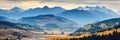 Beautiful panoramic image of an autumn landscape in the style of the Canadian Rockies - Ai Generative