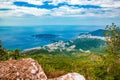 Panoramic view of landscape Adriatic sea, mountains on Coast Budva Riviera, Montenegro Royalty Free Stock Photo