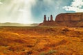 Three Sisters, Panoramic Landscape, Monument Valley Road Trip Royalty Free Stock Photo