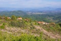 Beautiful panoramic mountain landscape with small village on sunny spring day. Montenegro Royalty Free Stock Photo