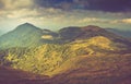 Beautiful panoramic mountain landscape at sunset. Royalty Free Stock Photo