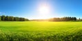 Beautiful panoramic natural landscape of a green field