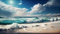 Beautiful panoramic sea scape with surf waves