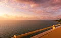 Beautiful panoramic sea sunset view from balcony Royalty Free Stock Photo