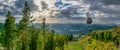 Beautiful panoramic shot of cableway over a forest Royalty Free Stock Photo