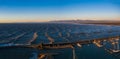 beautiful panoramic shot of a wavy sea with sailing boats standing at the berth Royalty Free Stock Photo