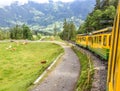 Beautiful Panoramic Swiss scenery seen from a train window