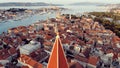 Beautiful panoramic top view of the city on the island - Trogir, Croatia Royalty Free Stock Photo