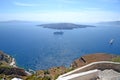 Beautiful panoramic view on Aegean sea with cruise boats and several islands, Santorini, Greece Royalty Free Stock Photo