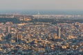 Beautiful panoramic view of Barcelona, Spain during sunset Royalty Free Stock Photo