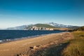 Beautiful panoramic view on beach in Agkali village, Evia island. Greece