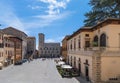 Beautiful panoramic view of the central town square of the ancient town of Todi (Piazza del Popolo) Umbria, Italy