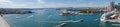 Beautiful panoramic view on Circular Quay, huge cruise ship in International terminal, Rocks and Sydney City, Australia Royalty Free Stock Photo