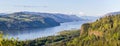 Beautiful panoramic view at the Columbia River and Vista House in springtime Royalty Free Stock Photo