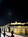 night panoramic view at the Danube river in Budapest Royalty Free Stock Photo
