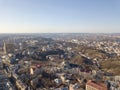 Beautiful panoramic view of Kiev, Vozdvizhenka district. Drone photograph