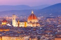 Famous view of Florence at night, Italy Royalty Free Stock Photo