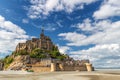 Beautiful panoramic view of famous Le Mont Saint-Michel tidal is