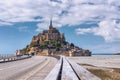 Beautiful panoramic view of famous Le Mont Saint-Michel tidal is Royalty Free Stock Photo