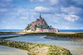 Beautiful panoramic view of famous Le Mont Saint-Michel tidal is Royalty Free Stock Photo