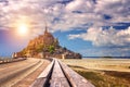 Beautiful panoramic view of famous Le Mont Saint-Michel tidal is Royalty Free Stock Photo