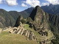 Beautiful panoramic view of famous mountains machu picchu peru, south america. Inca city, peruvian civilization. Green Landscape, Royalty Free Stock Photo