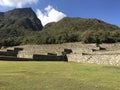 Beautiful panoramic view of famous mountains machu picchu peru, south america. Inca city, peruvian civilization. Green Landscape, Royalty Free Stock Photo